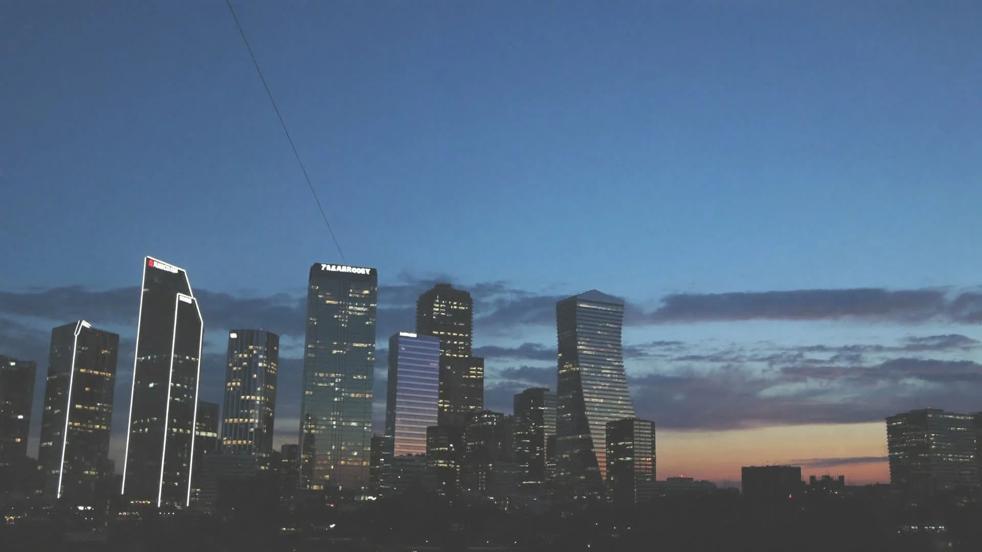 Downtown Kalamazoo skyline at dusk