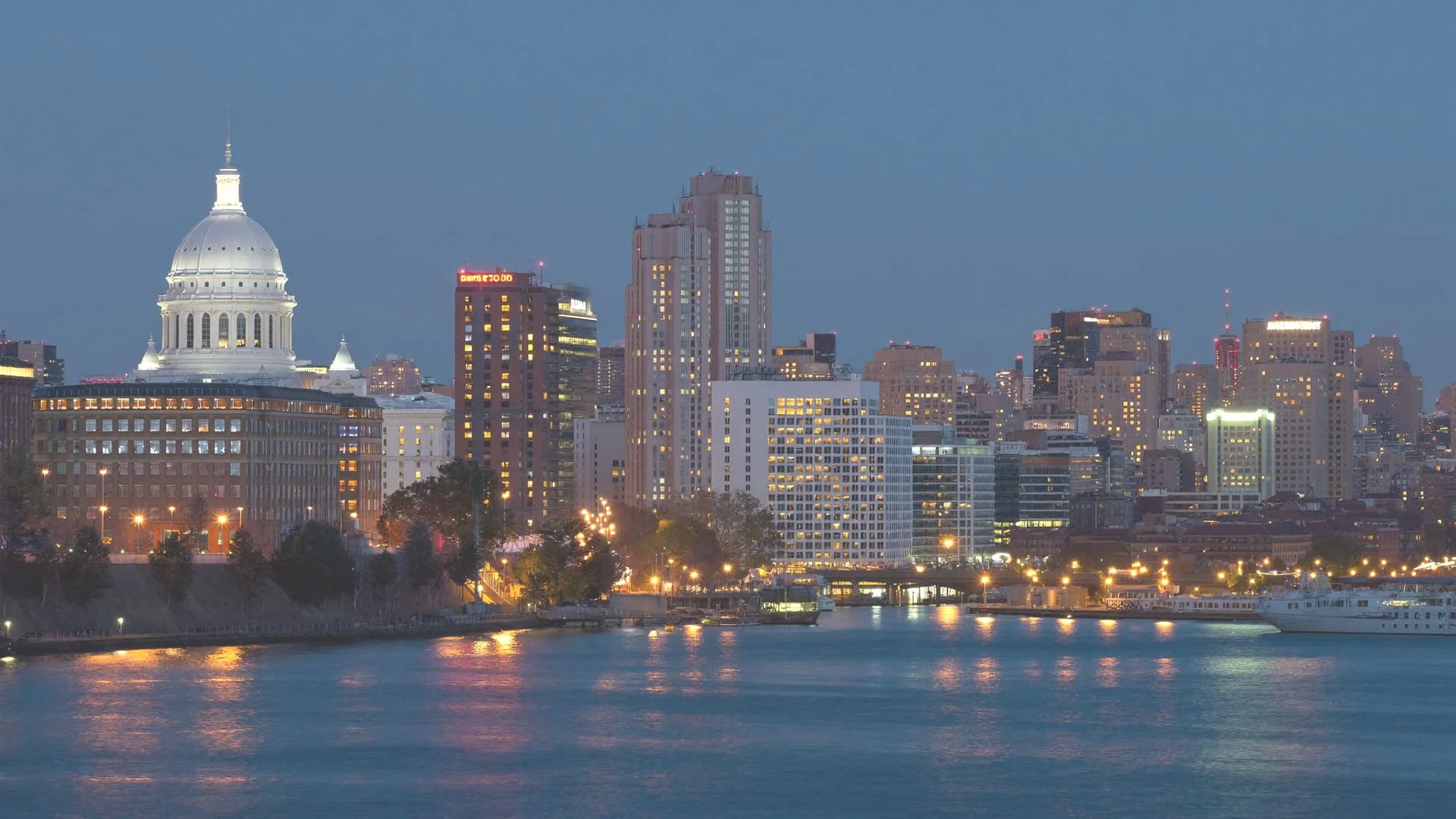 Downtown Providence skyline at dusk