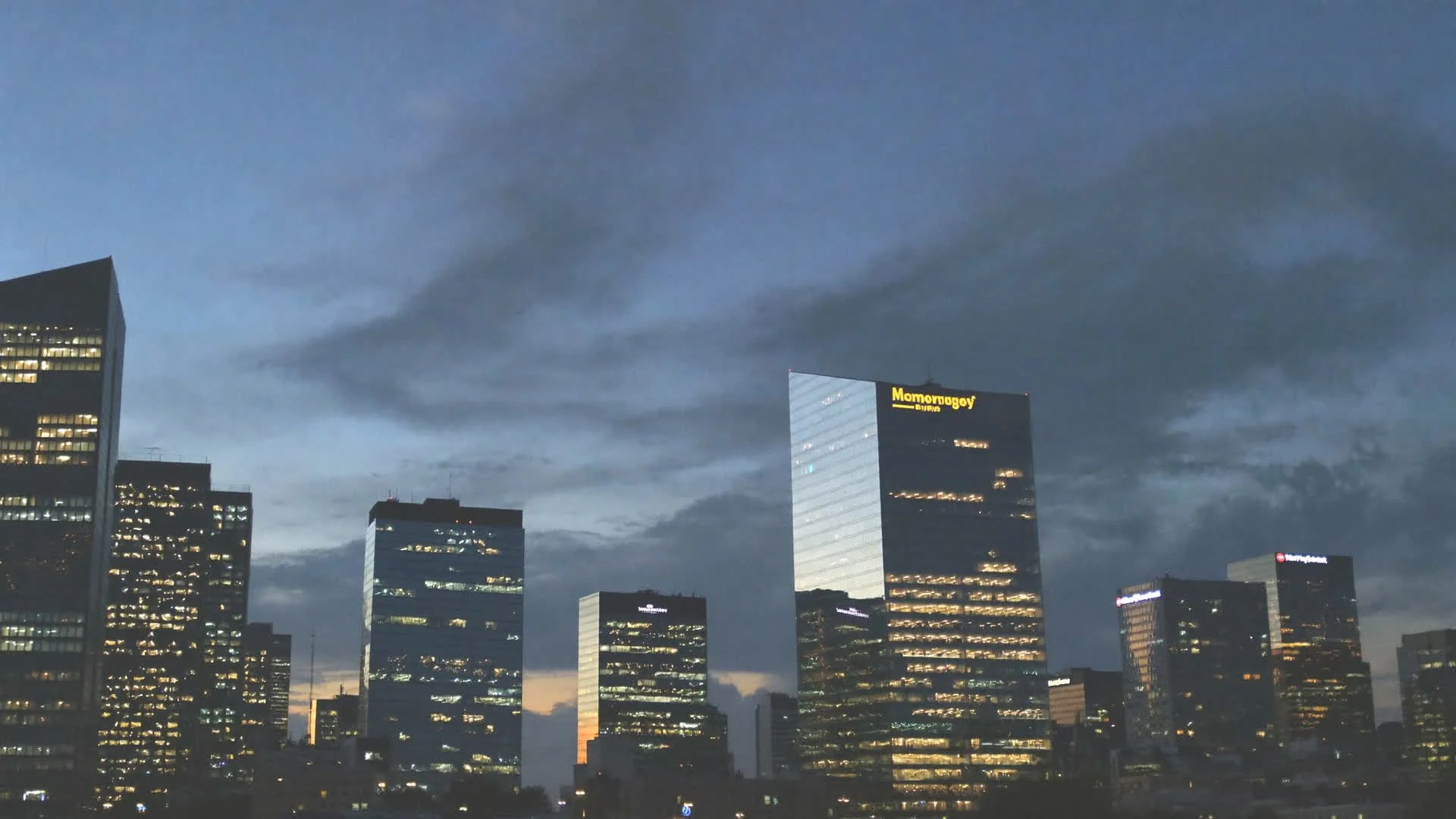Downtown Montgomery skyline at dusk