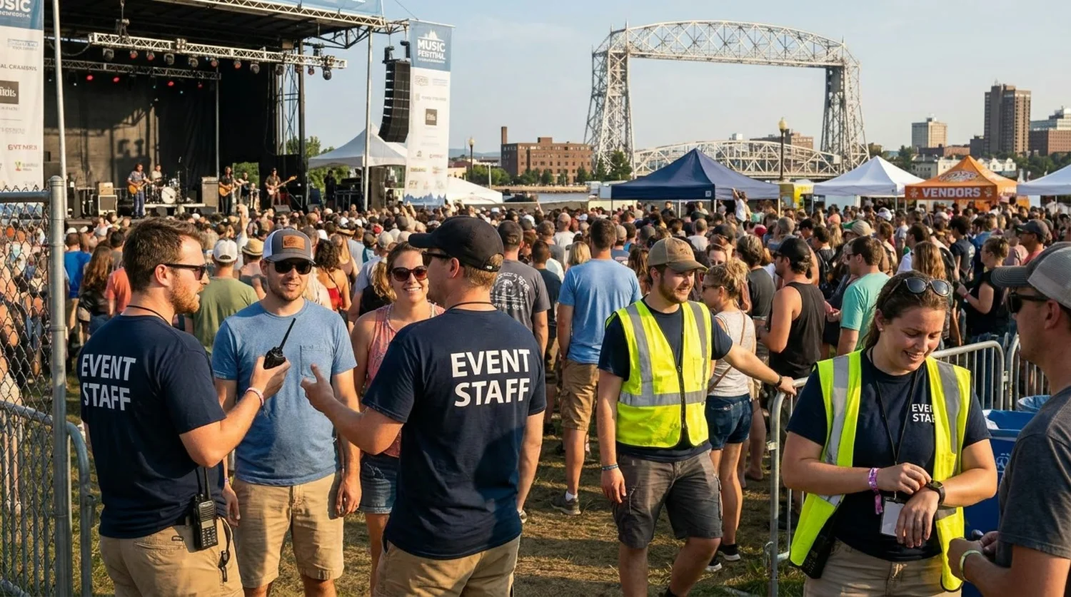 Diverse event types requiring staffing in Duluth