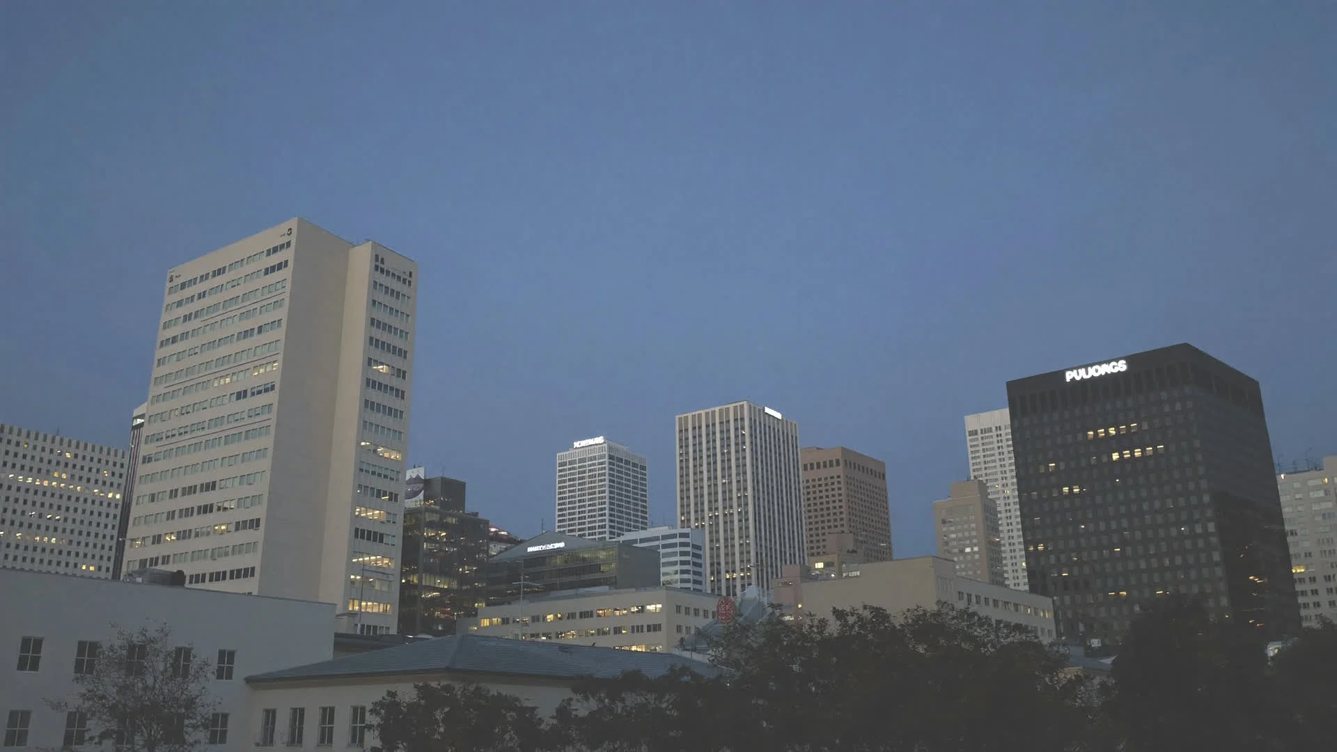 Downtown Pueblo skyline at dusk