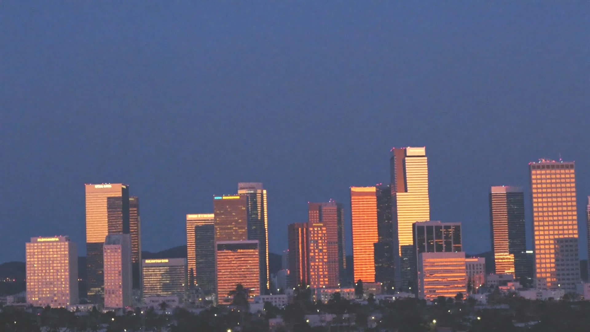 Downtown Palm Springs skyline at dusk