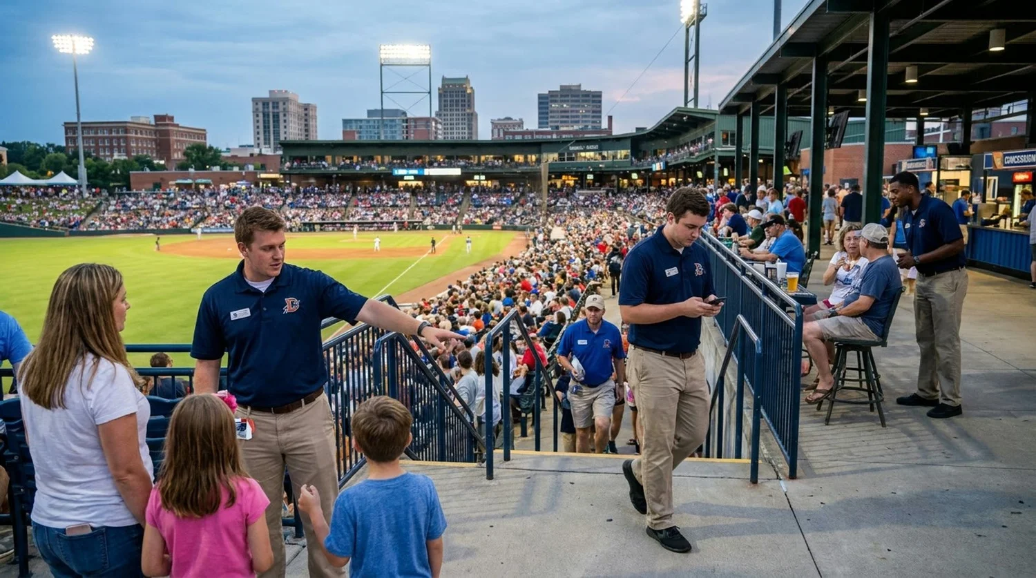 Large event venue requiring professional staffing in Durham