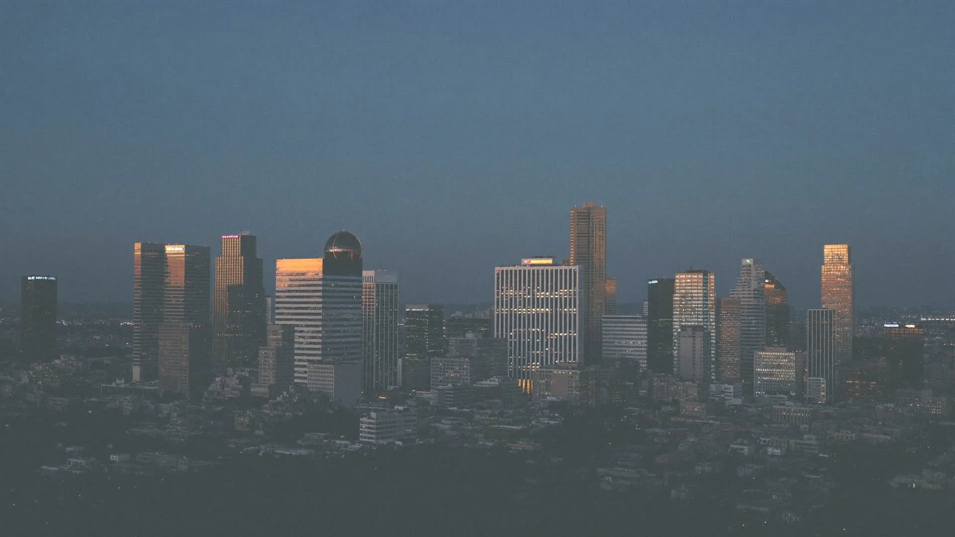 Downtown Hartford skyline at dusk