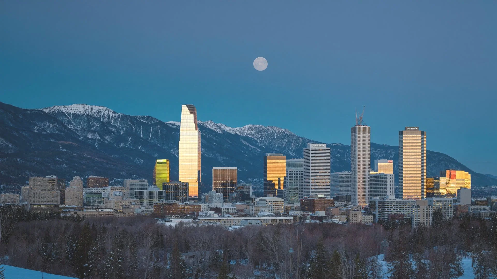 Downtown Denver skyline at dusk