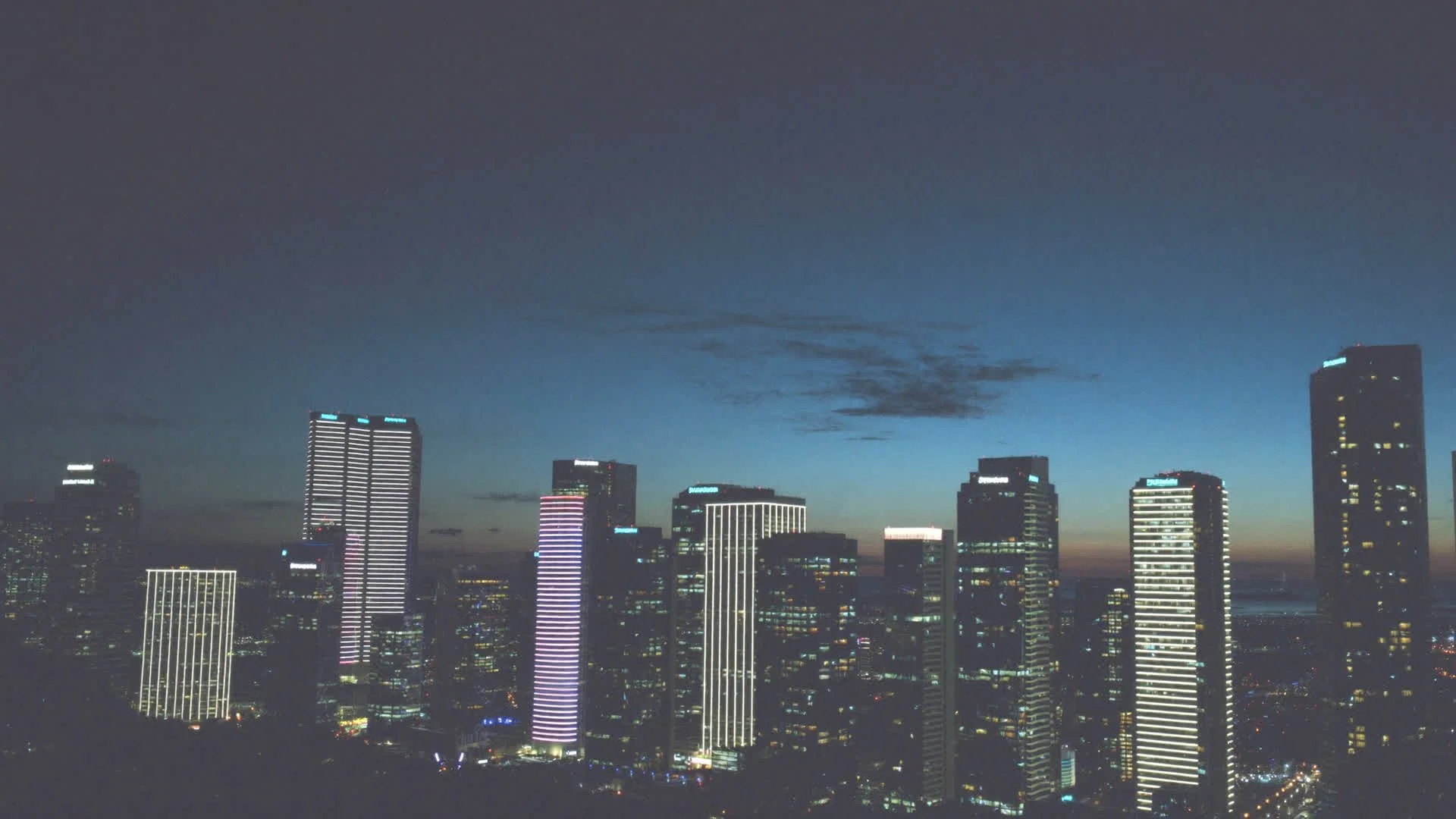 Downtown Honolulu skyline at dusk