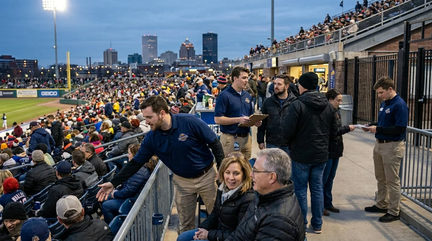 Large event venue requiring professional staffing in Rochester