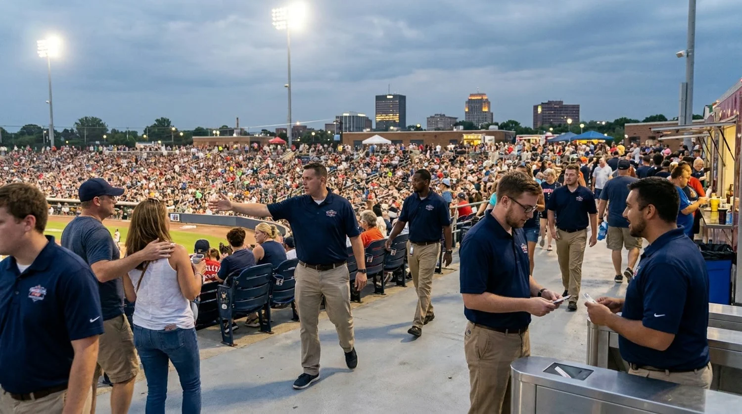 Large event venue requiring professional staffing in Warren