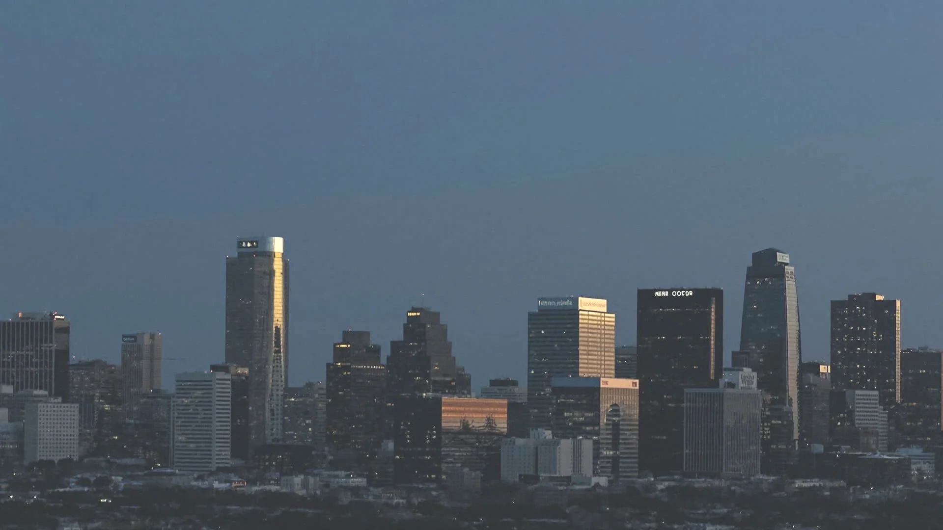 Downtown Omaha skyline at dusk
