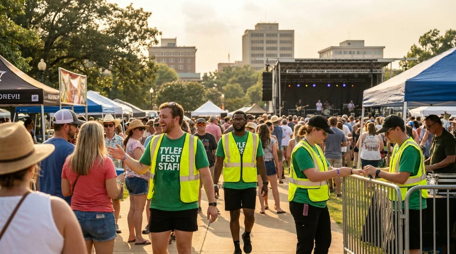Diverse event types requiring staffing in Tyler