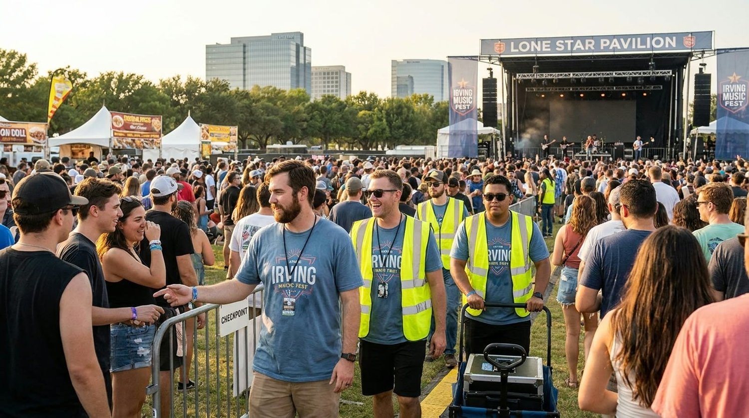 Diverse event types requiring staffing in Irving