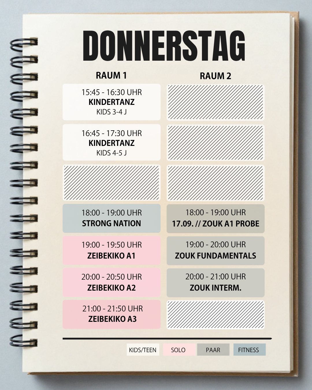 TANZ ES Kursplan Donnerstag