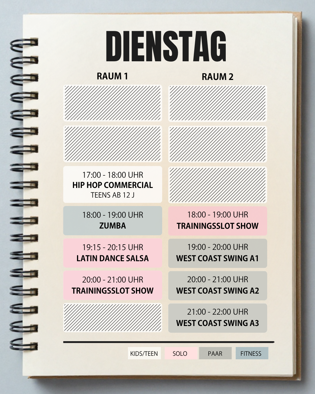 TANZ ES Kursplan Dienstag