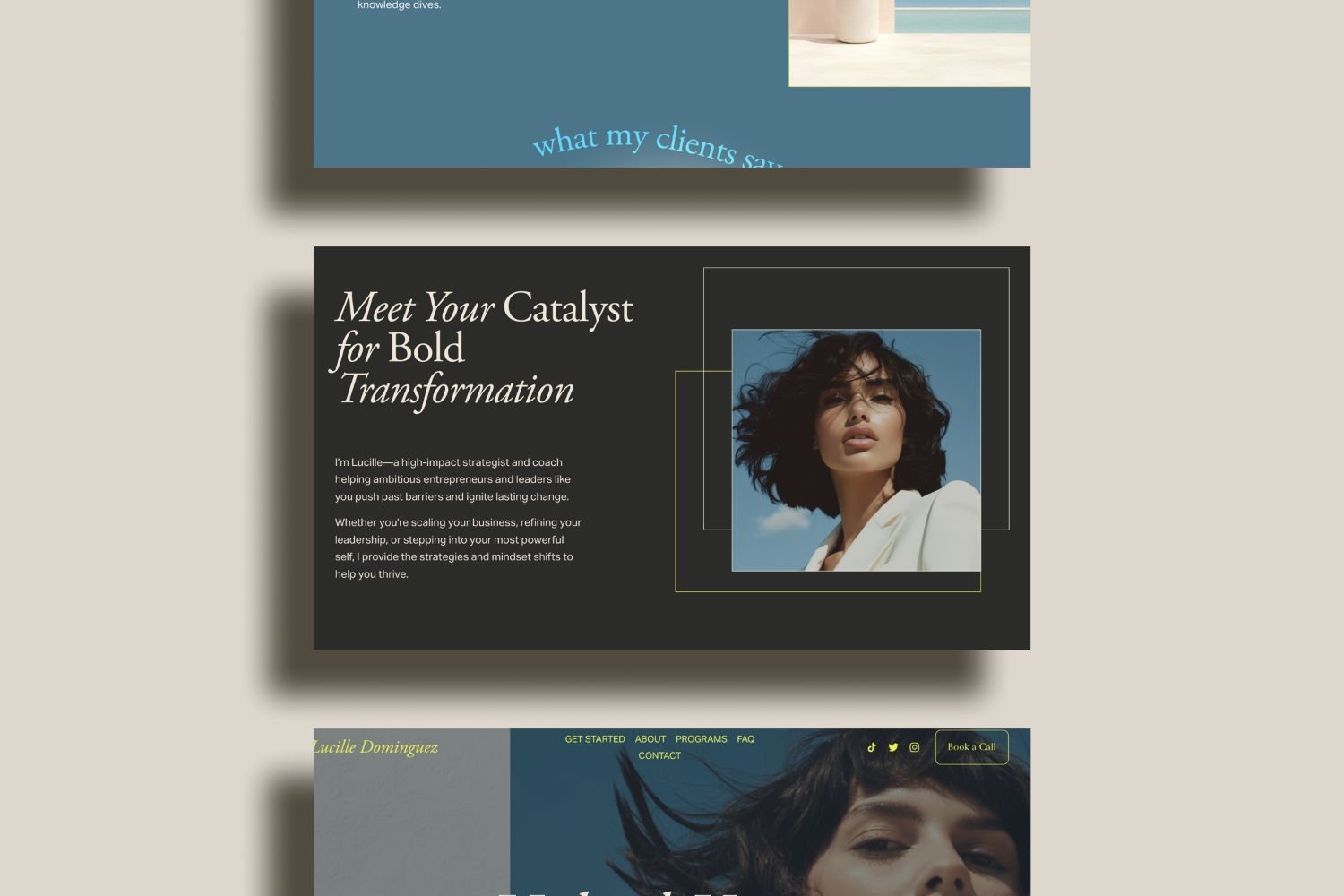 Styled mockup of the one-page website template
