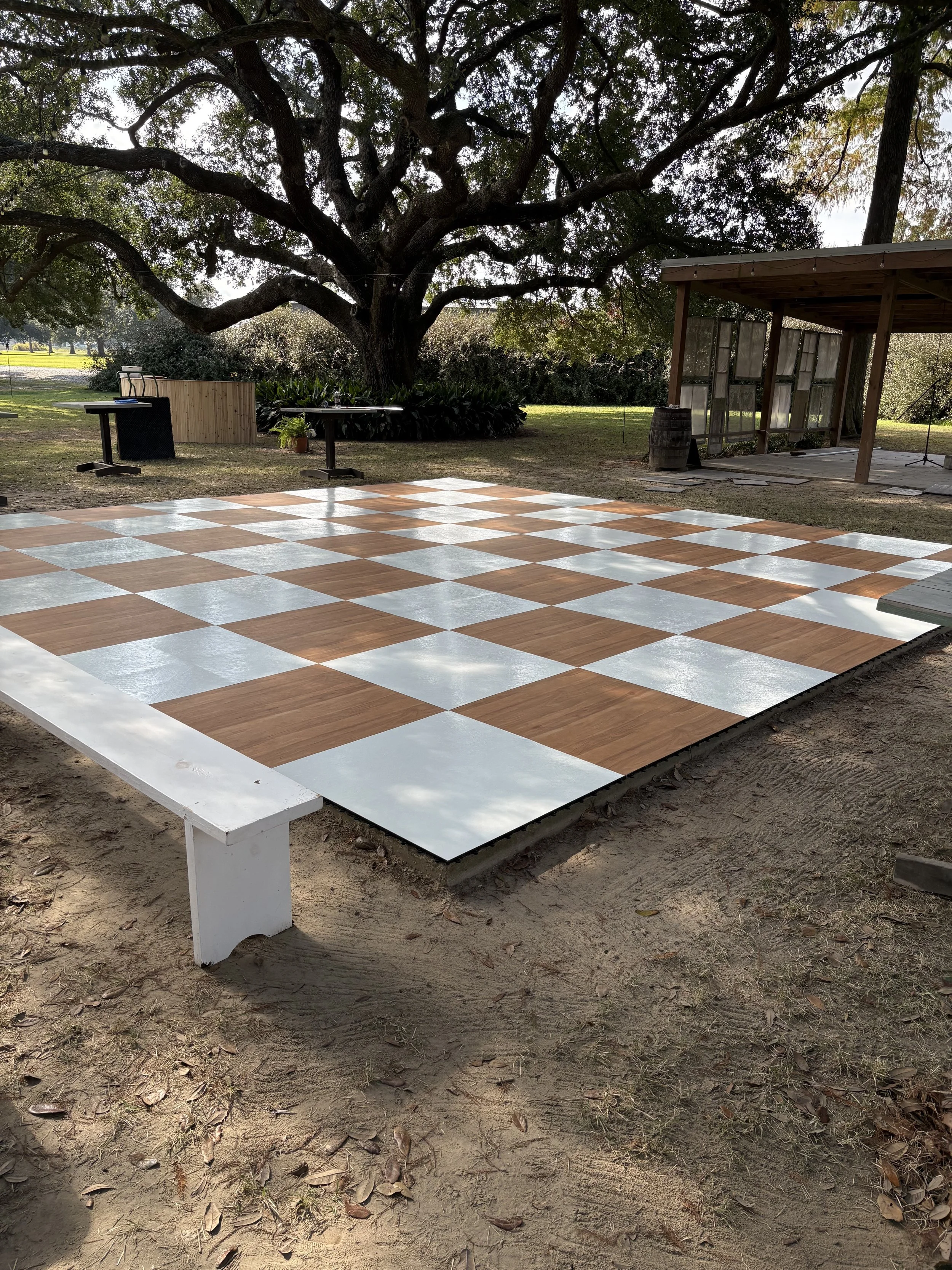 Maple and white checkered dance floor rental Louisiana