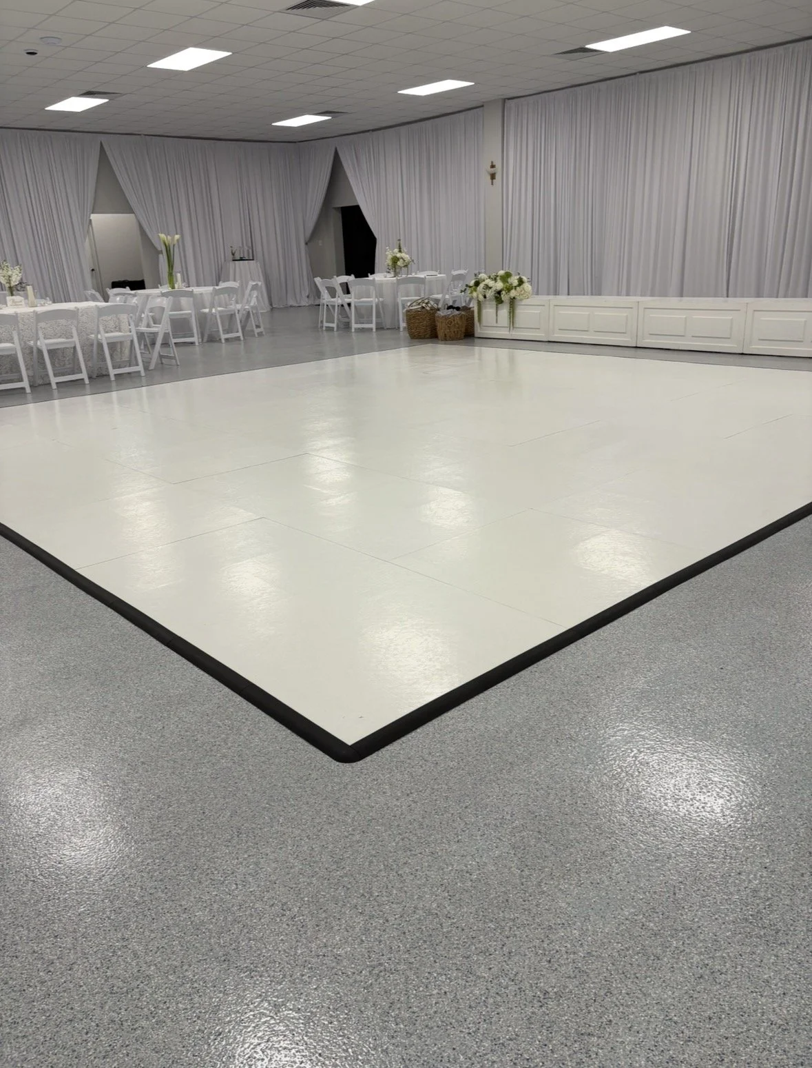White dance floor rental Louisiana