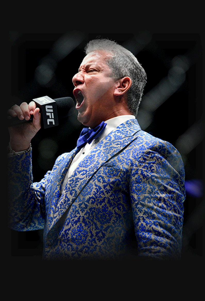 Bruce Buffer wearing a custom King & Bay jacket