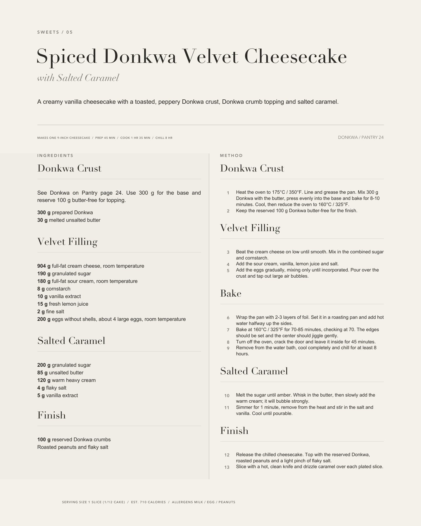 Spiced Donkwa Velvet Cheesecake cookbook instruction page