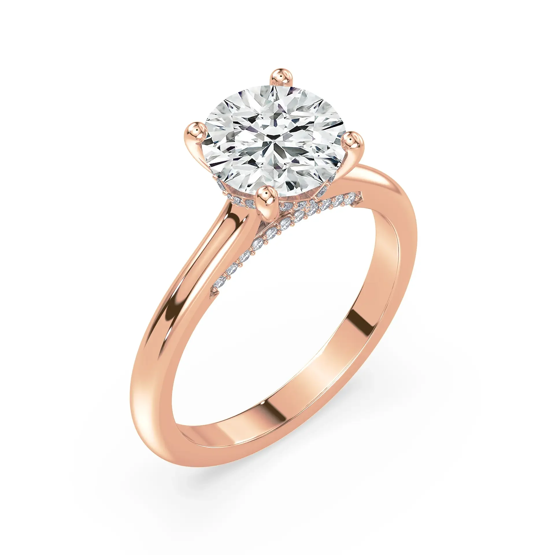 Charlotte Round Hidden Halo Diamond Bridge Solitaire Engagement Ring