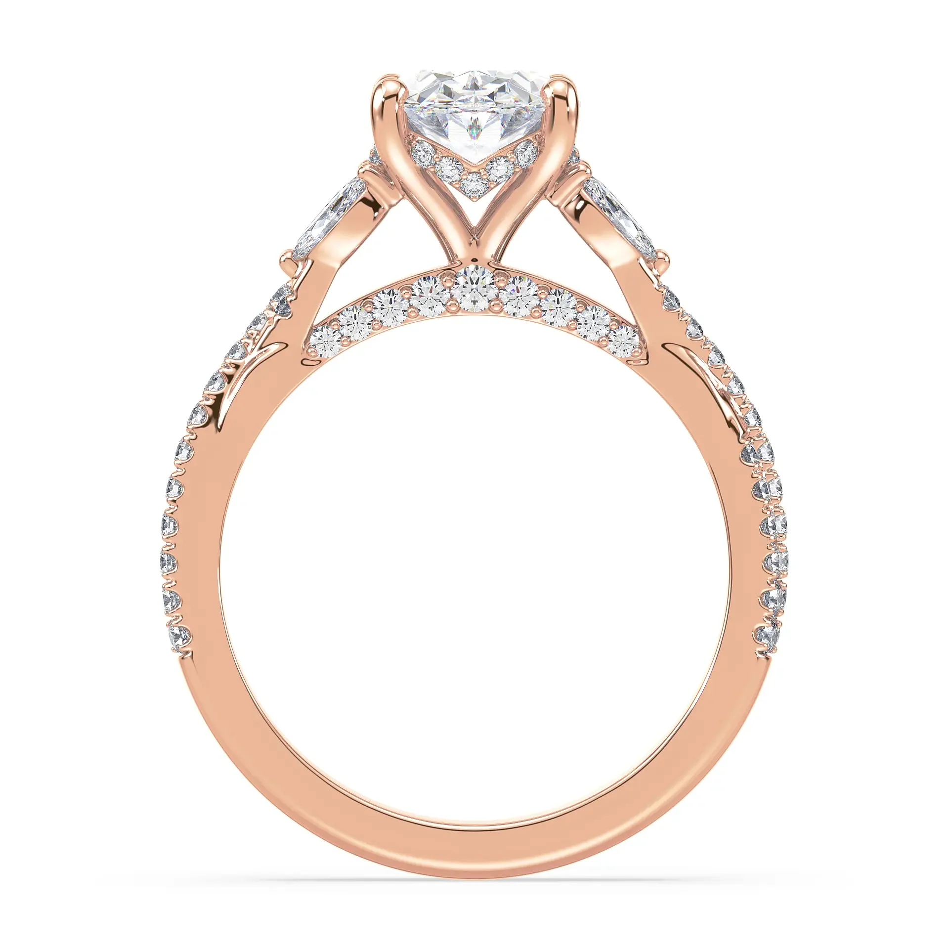 Madeleine Oval Cut Marquise Accent Pavé Engagement Ring