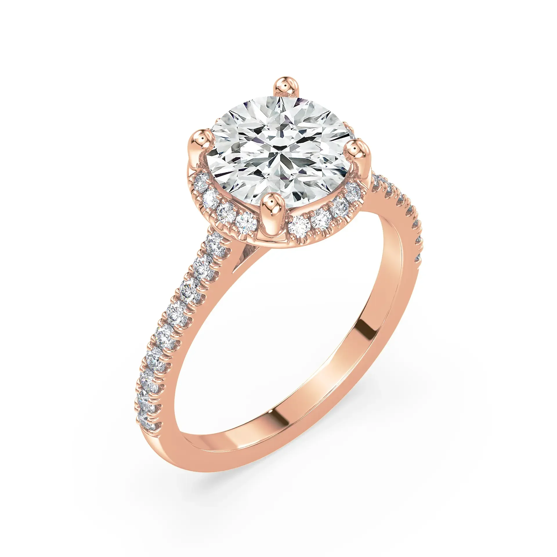 Estelle Round Brilliant Pavé Halo Engagement Ring