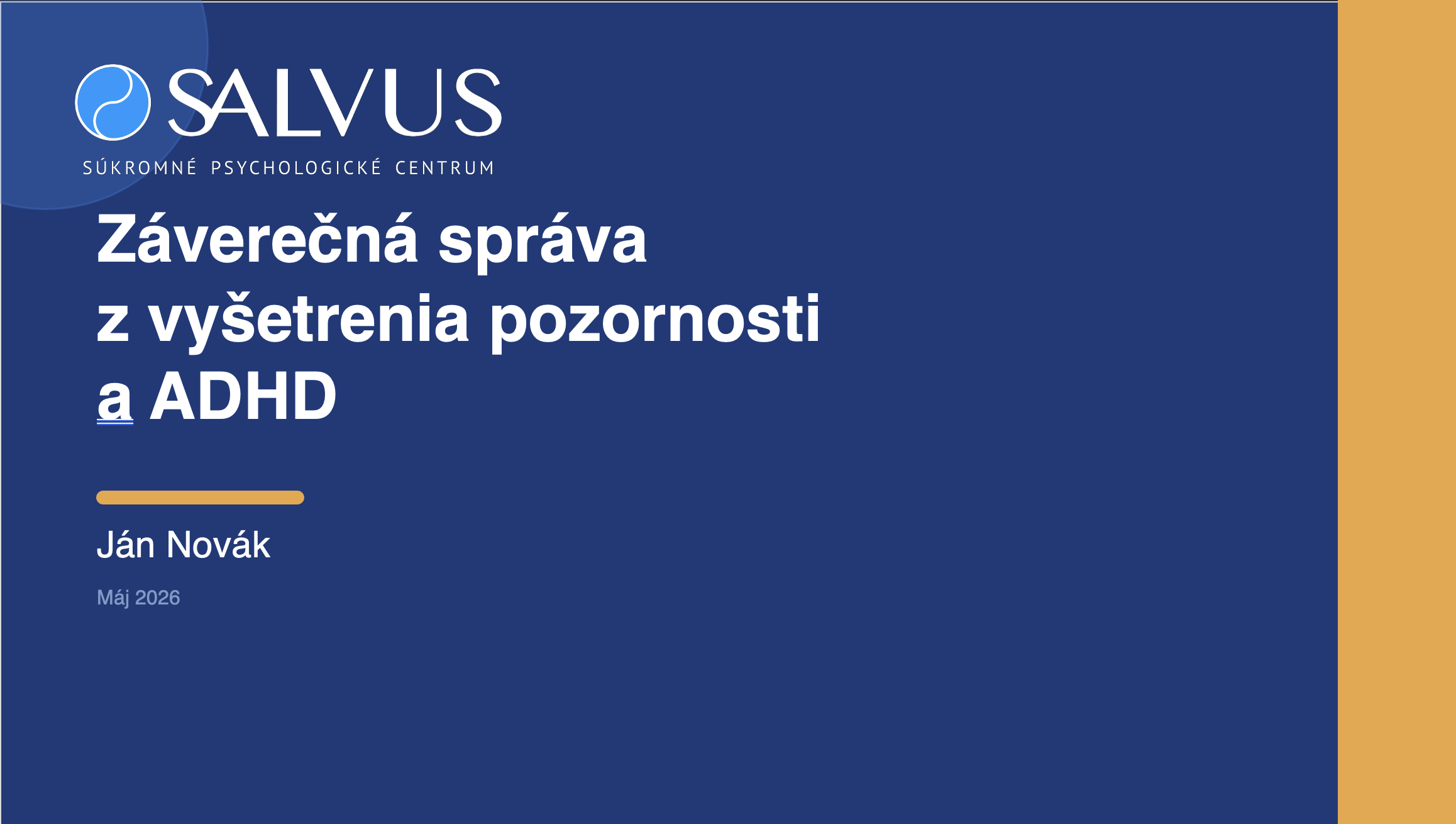 ADHD správa - titulná strana