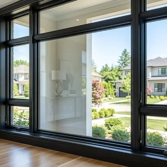 Condensation trapped inside double-pane window showing foggy glass