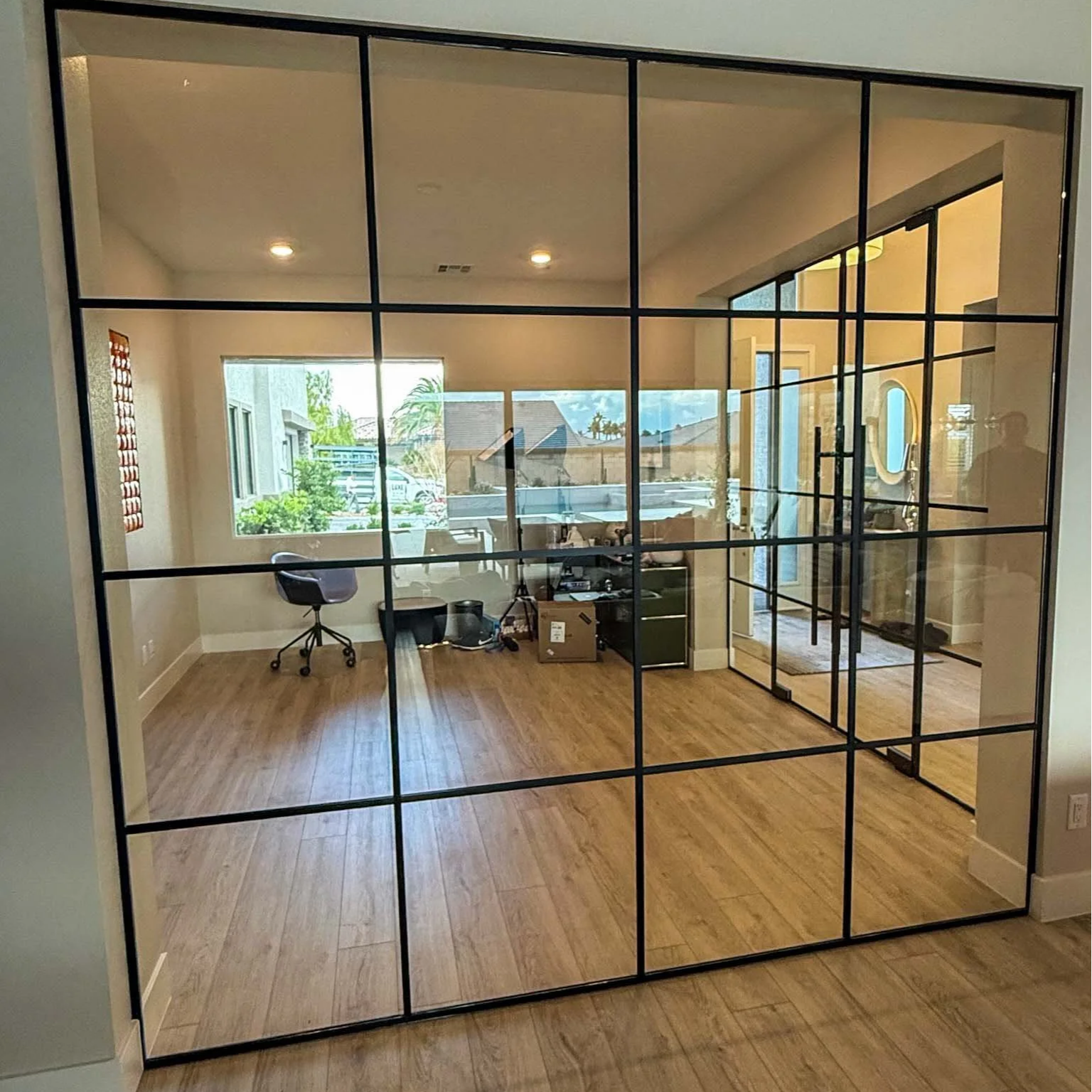 contractor installing energy efficient window unit at home