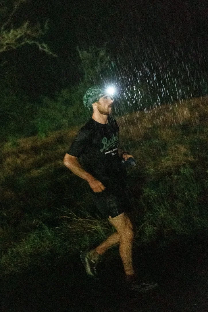 Night running in the rain