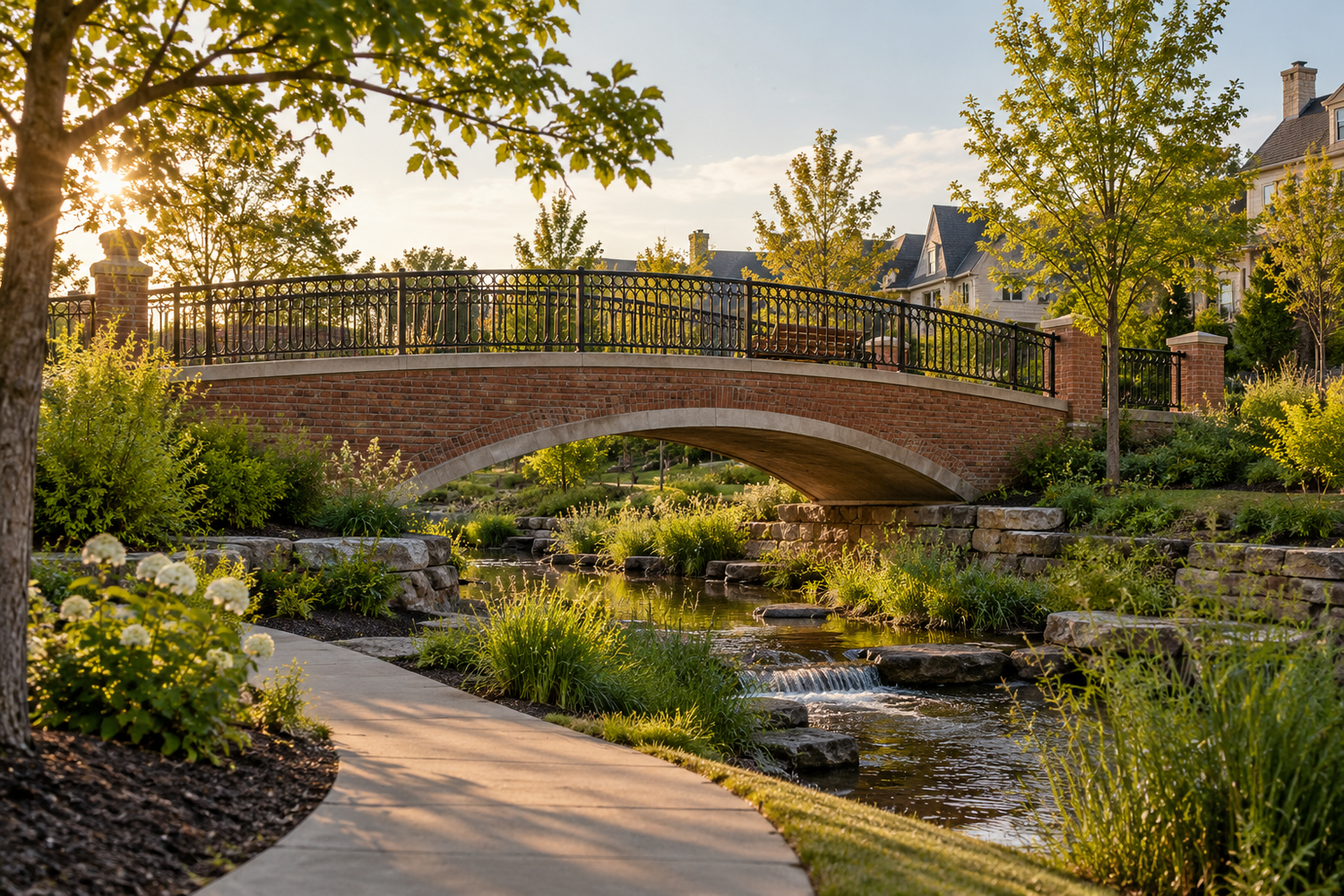 Raines Crossing pedestrian bridge at Rose Run Park in New Albany.