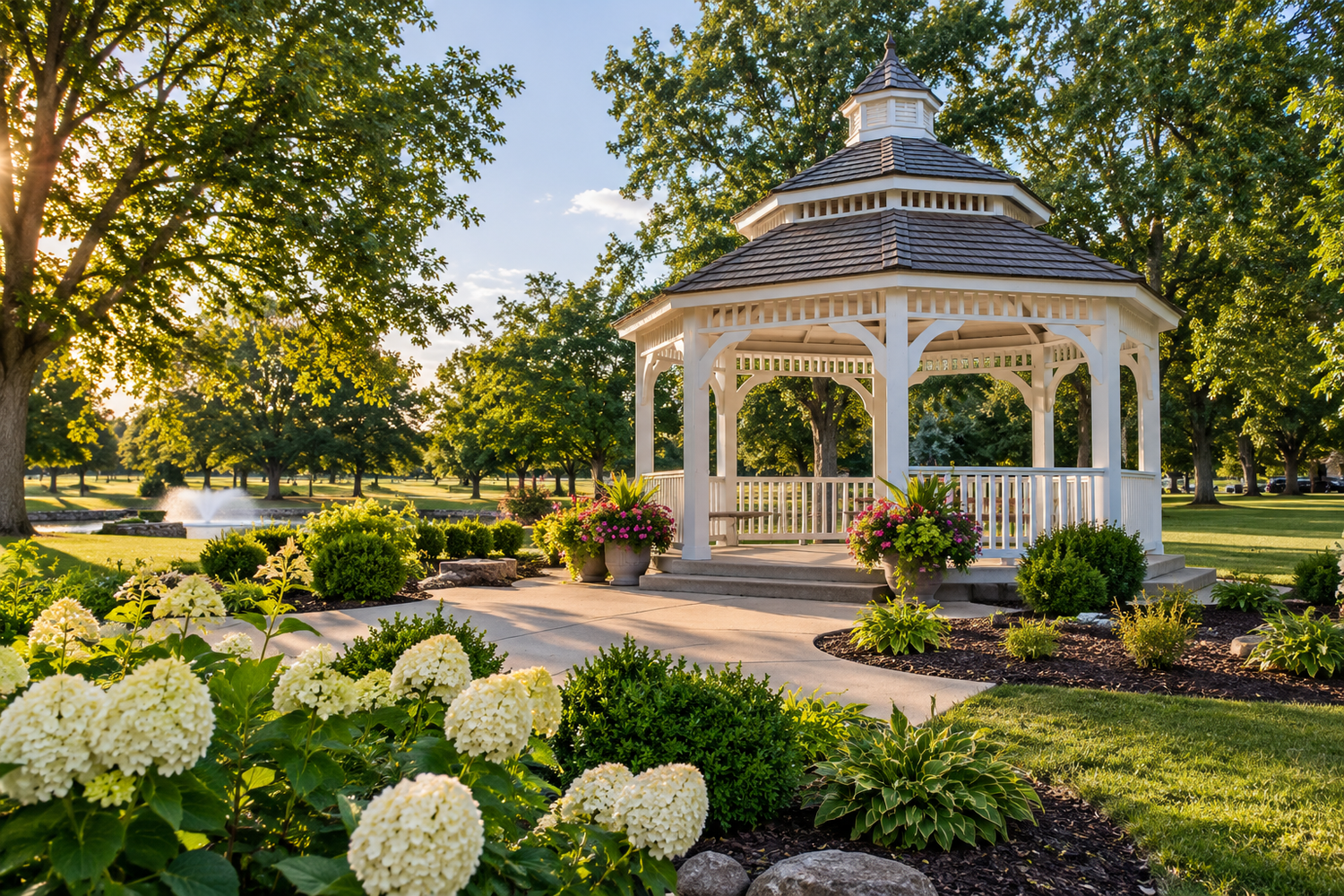 Gazebo and landscaped grounds at Gantz Park.