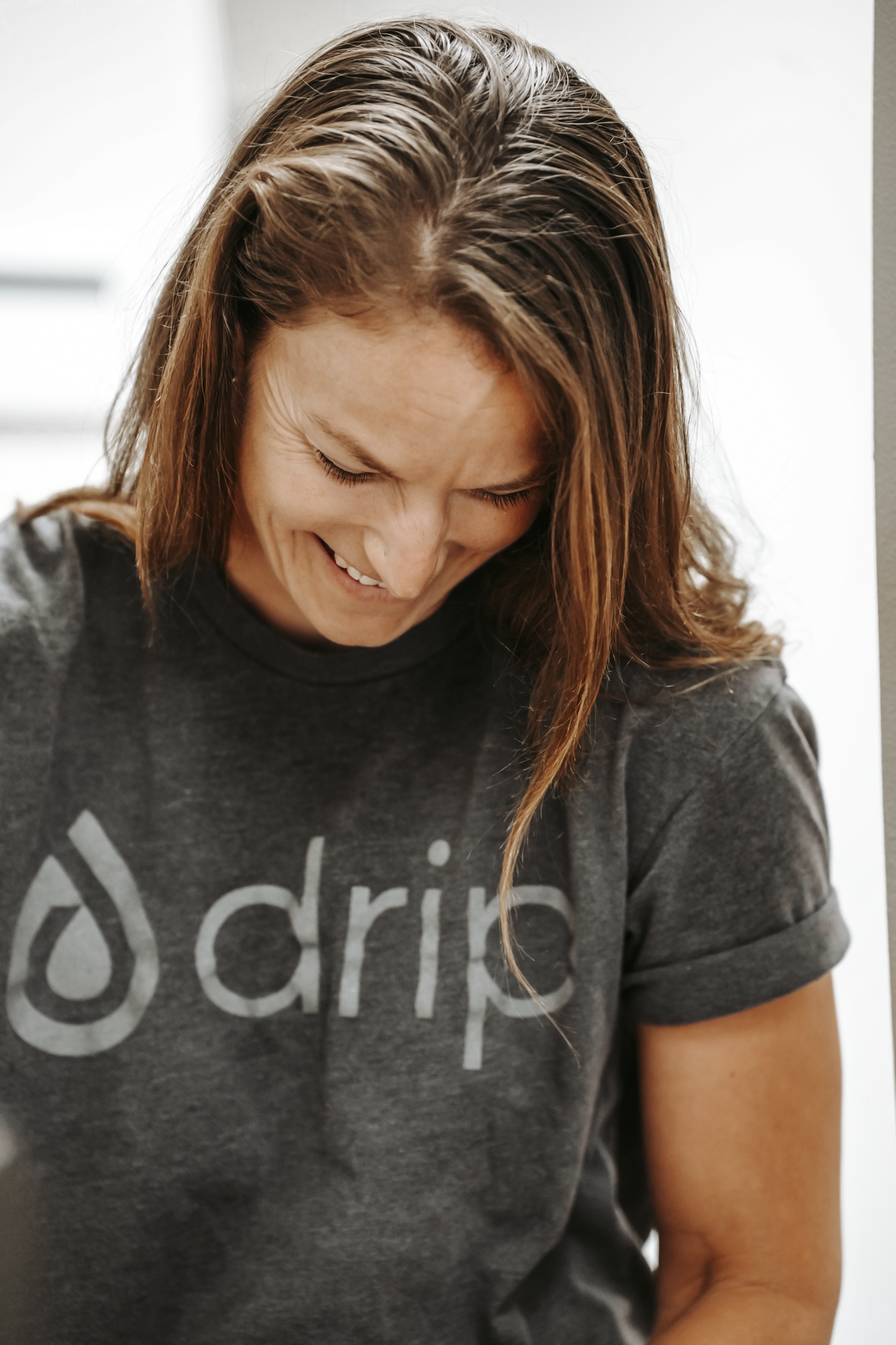 A Drip nurse and a client talking during a visit