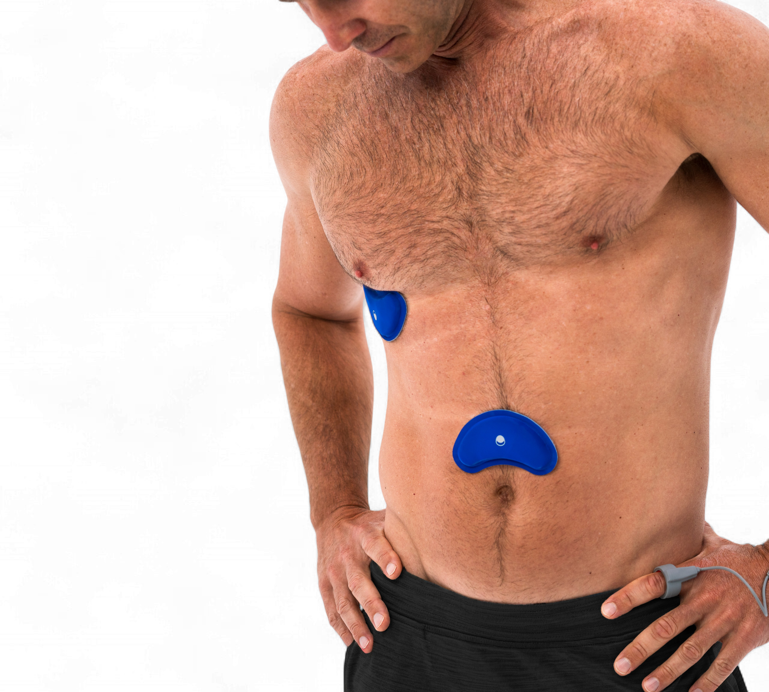 Patient wearing Wesper home sleep testing sensors