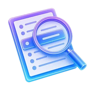 Magnifying glass examining a transaction ledger for tax audit assistance.