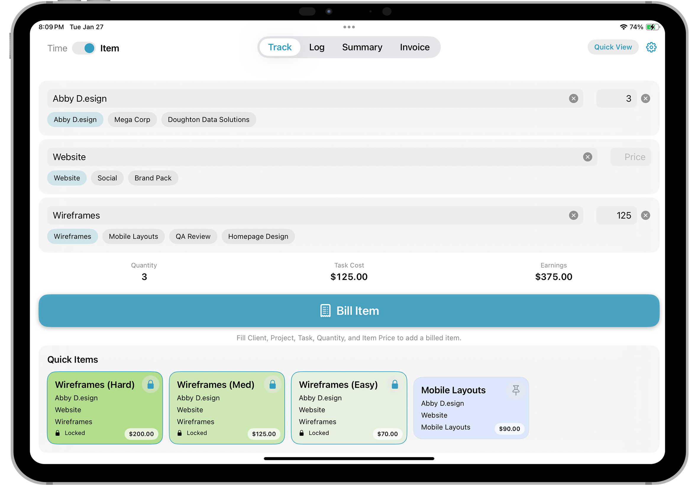 iPad Track Item screenshot