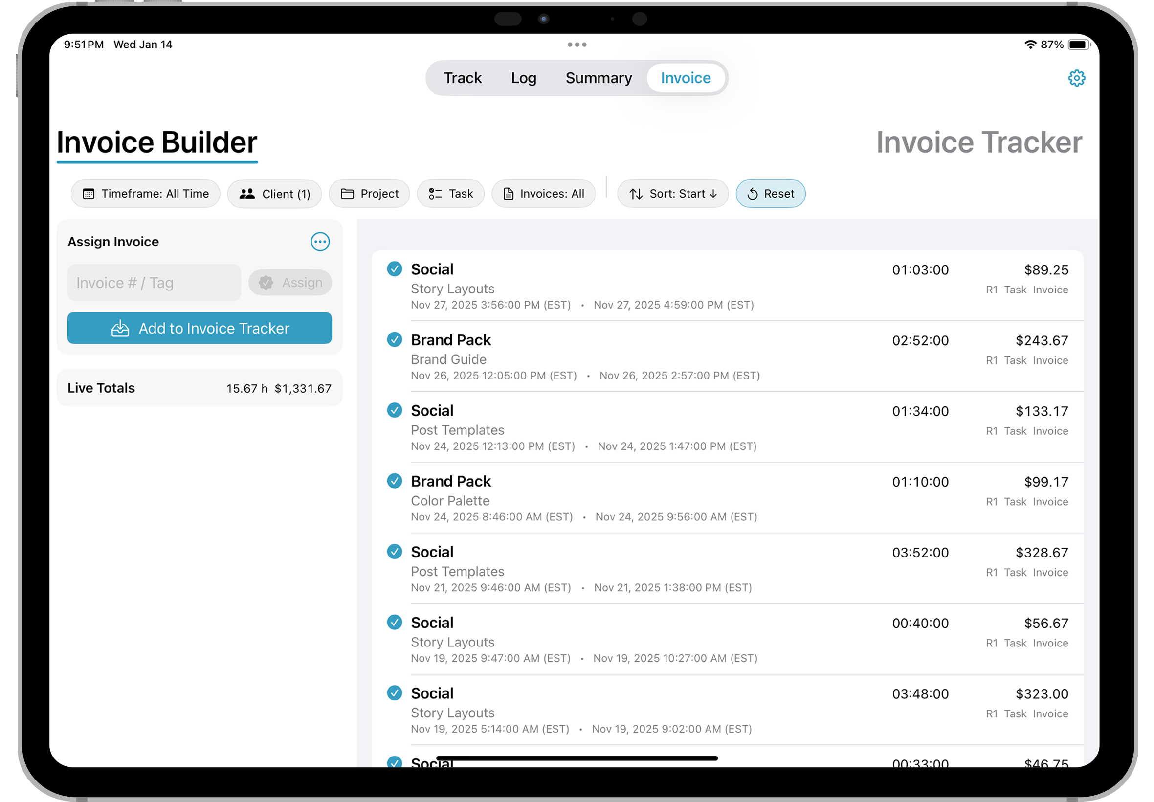 iPad Invoice Builder screenshot