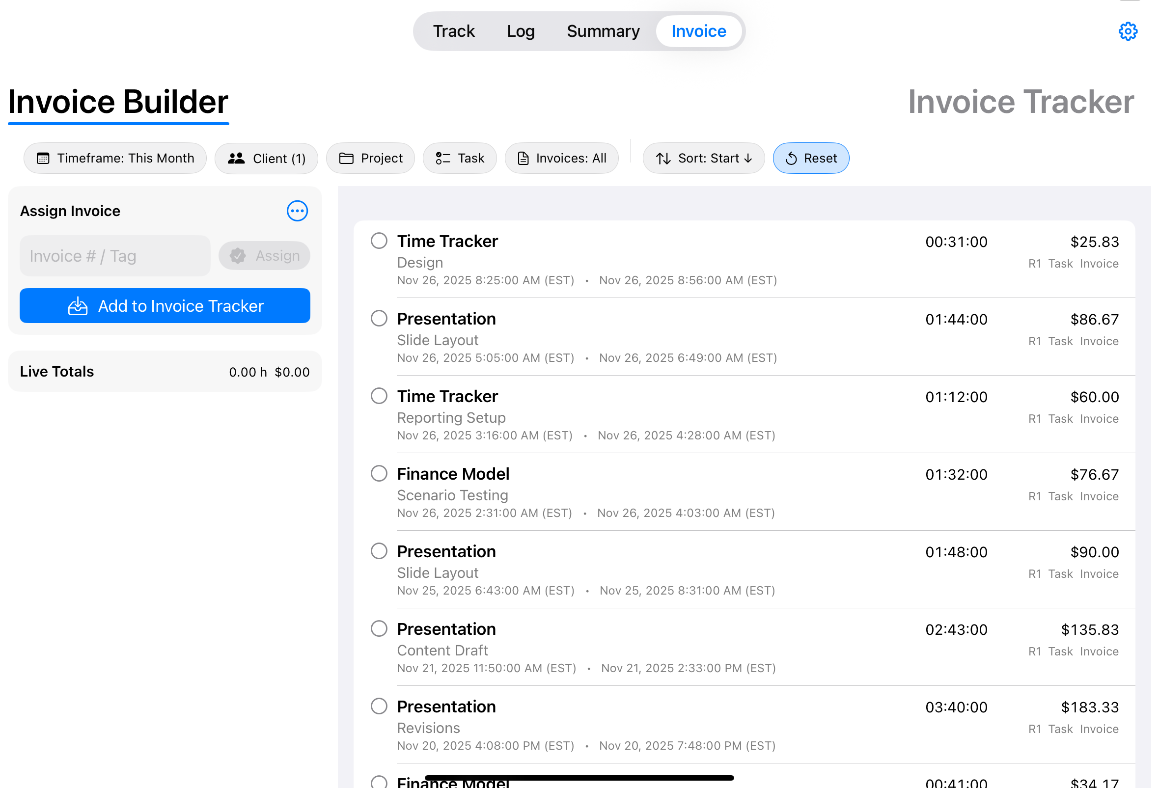 iPad Invoice Builder screenshot