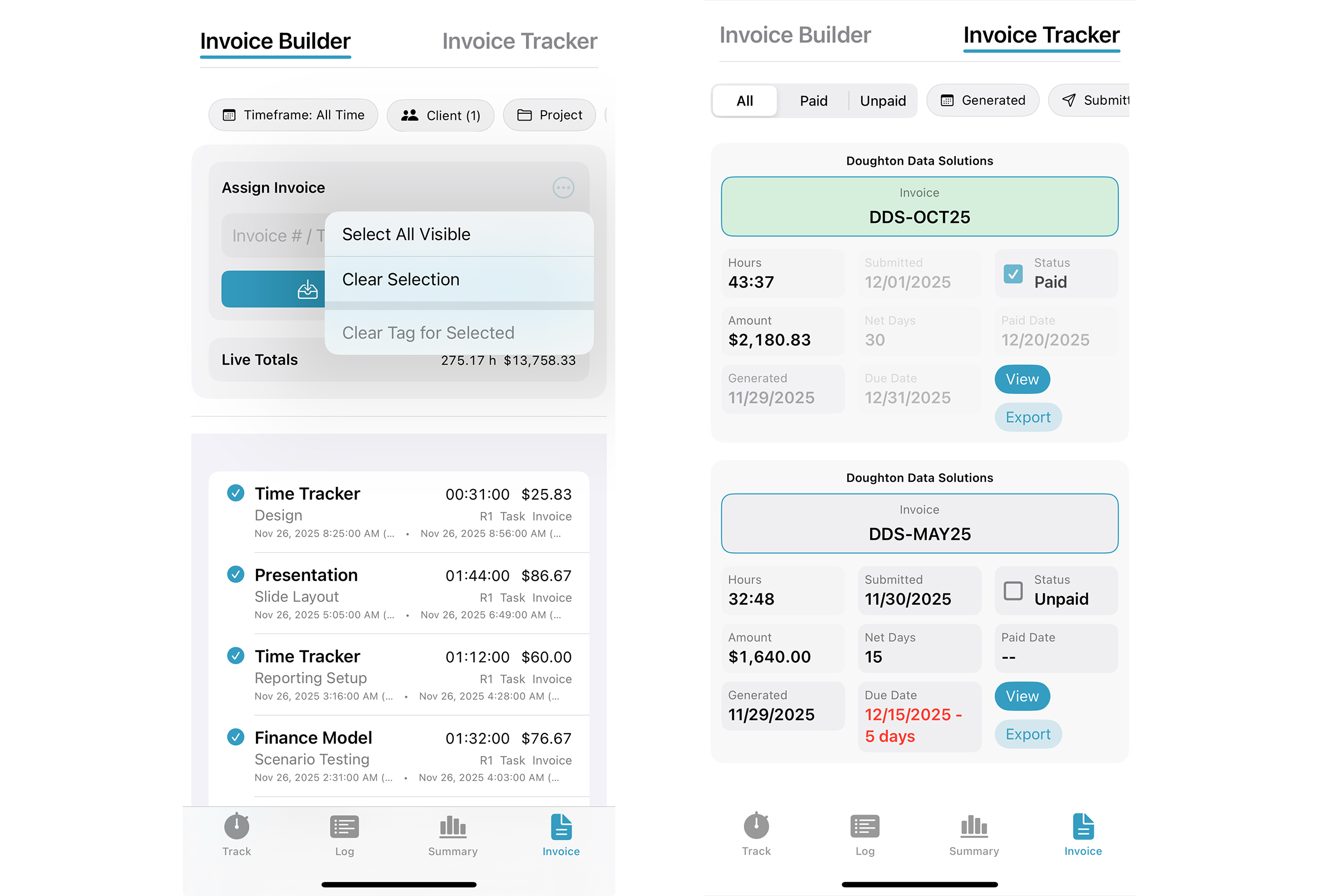 iPhone Invoice Builder & Invoice Tracker screenshot