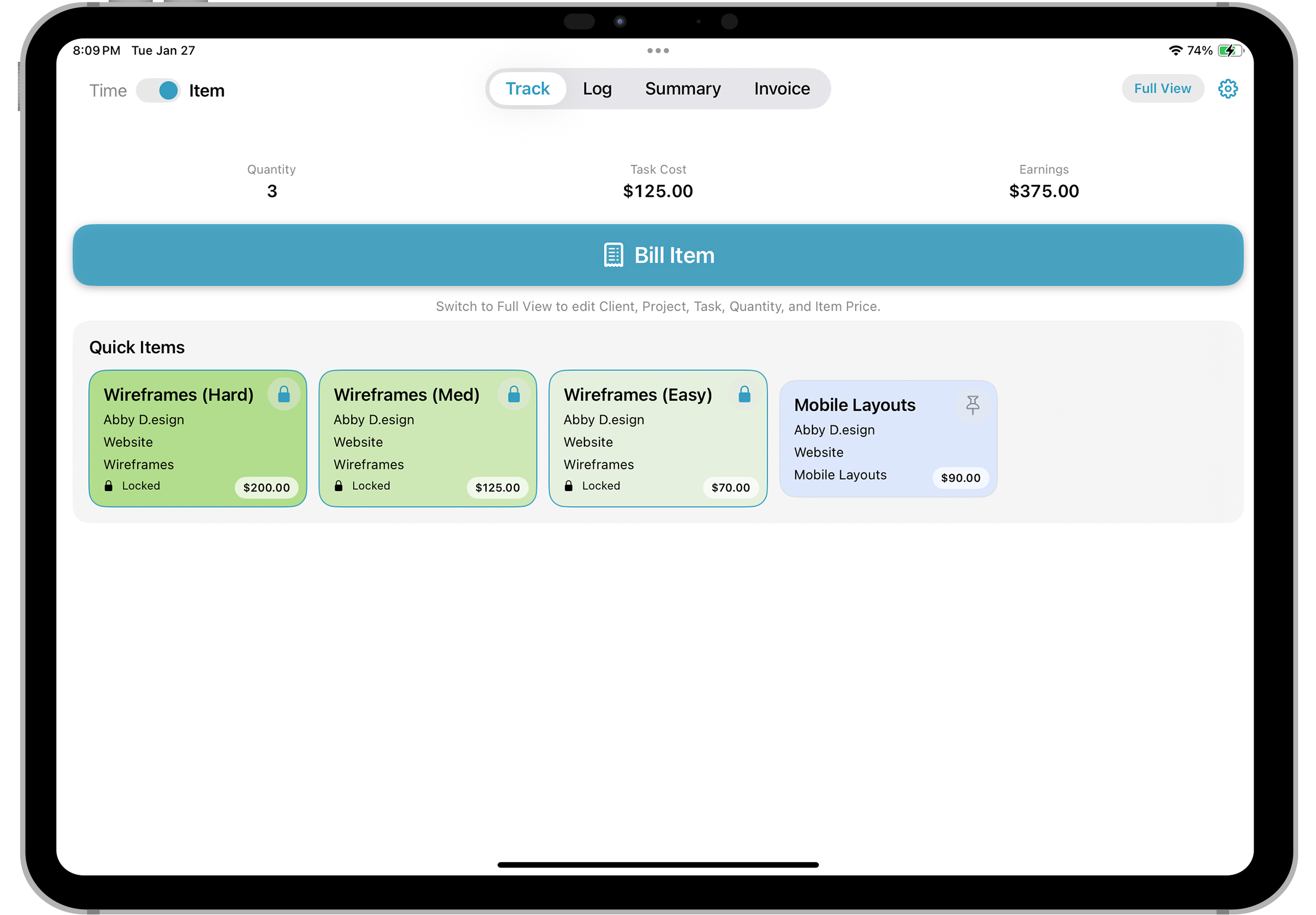 iPad Quick Item screenshot