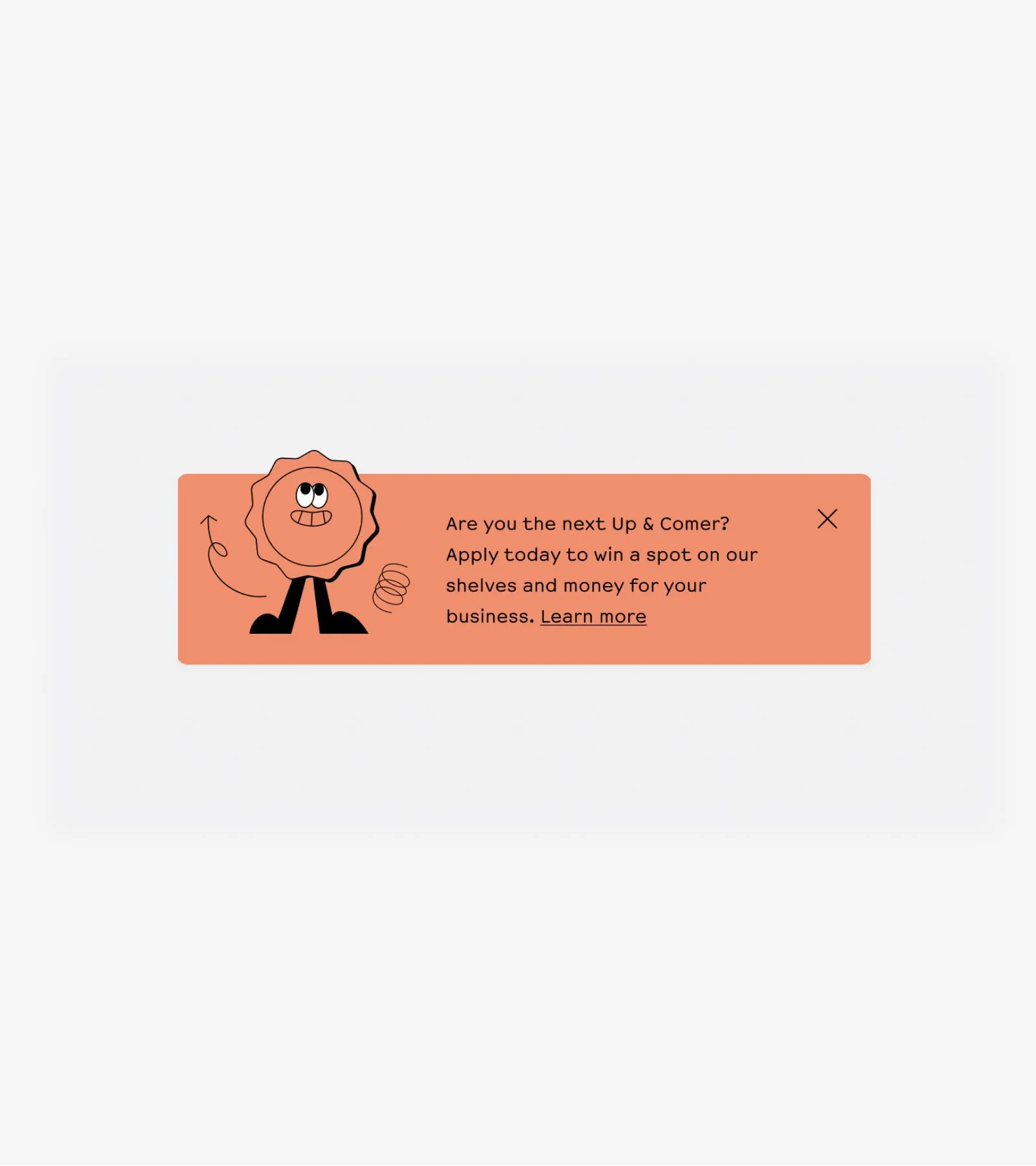 A call to action banner that leads users to the Up & Comers webpage.