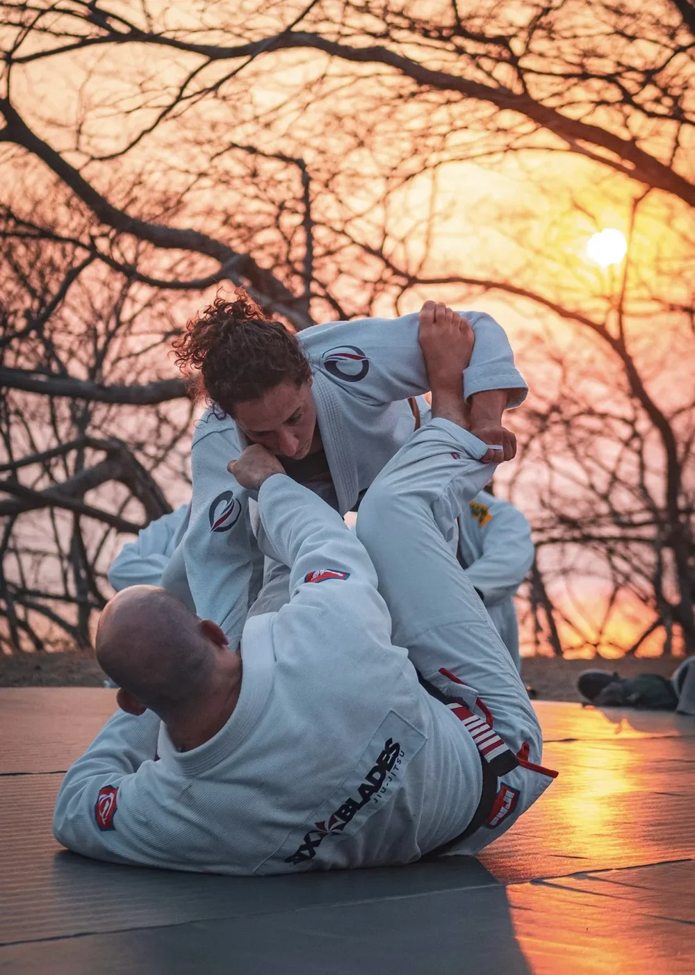 Dr. Megan Jimenez training jiu-jitsu at sunset