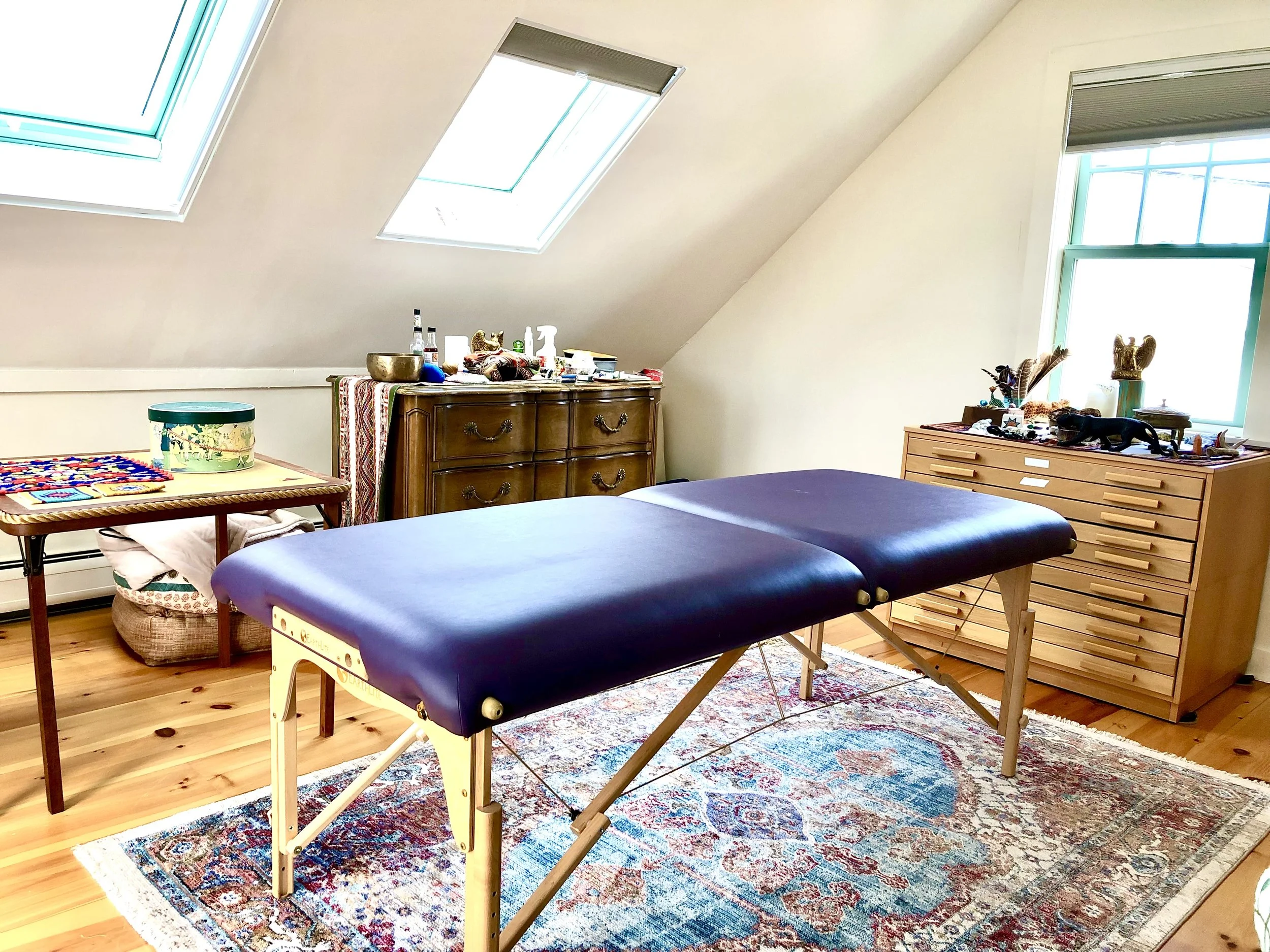 Suzanne's session room with massage table