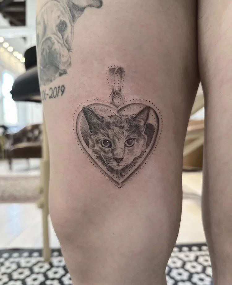 Heart Locket fine-line tattoo