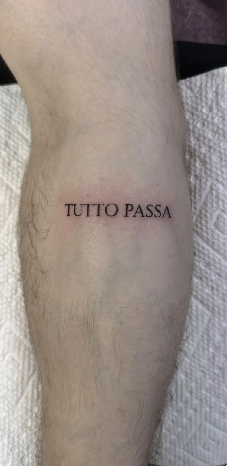 Tutto Passa fine-line tattoo