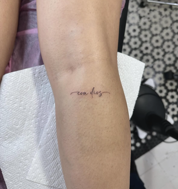 Inner Arm Script fine-line tattoo