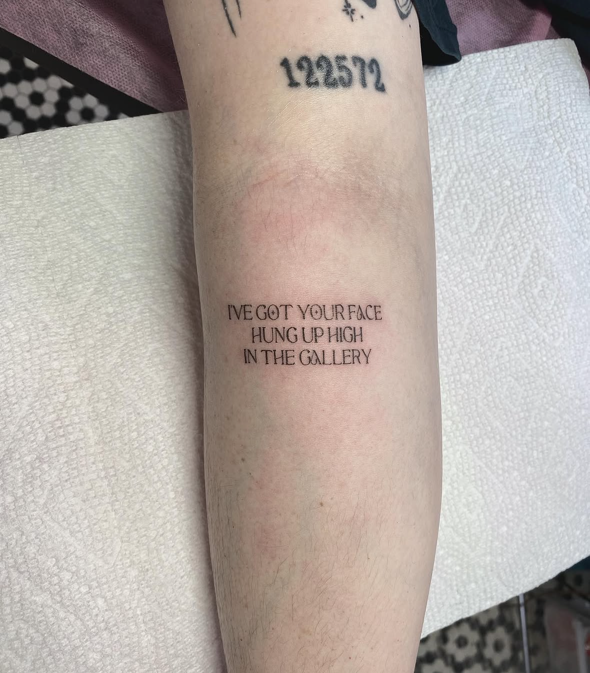 Gallery Verse Lettering fine-line tattoo