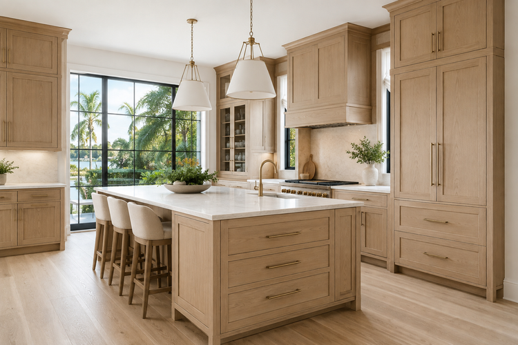 Natural white oak kitchen cabinetry in a refined Snell Isle Florida home