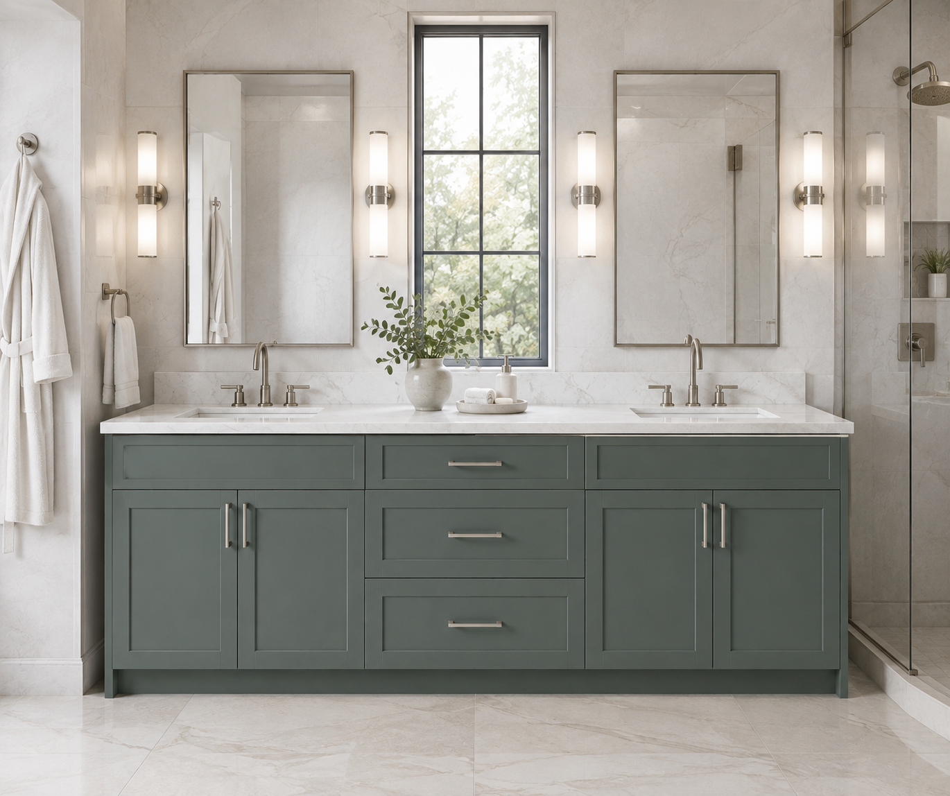 Pewter Green full-overlay double vanity