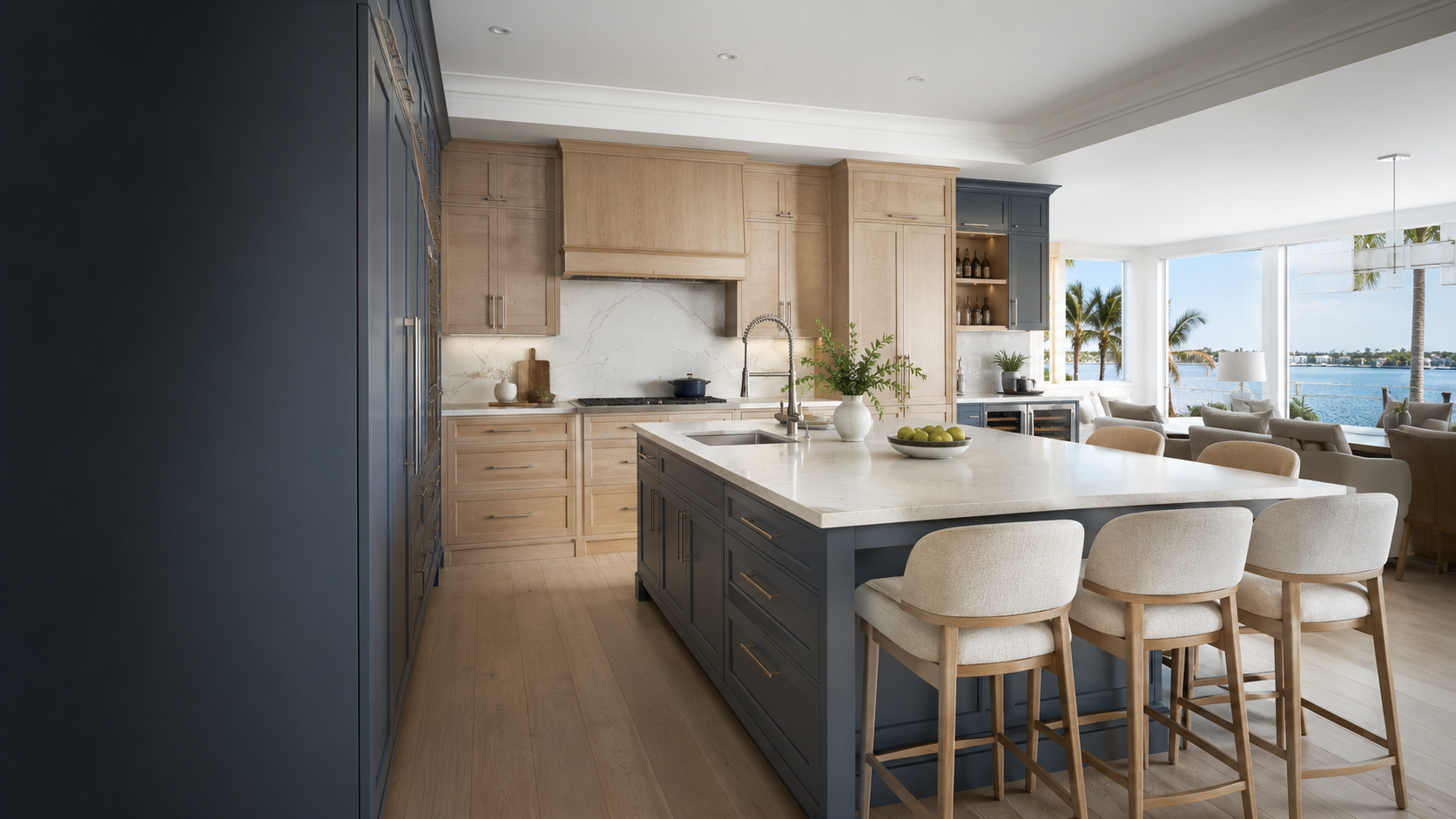 Luxury waterfront kitchen cabinetry in a Madeira Beach home