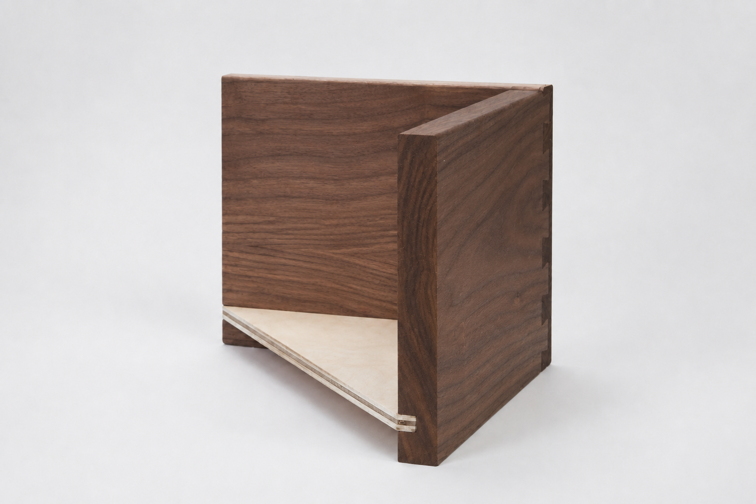 Plywood drawer-bottom samples showing increasing thickness from one-quarter to three-eighths to one-half inch